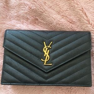 Ysl wallet on chain black and gold monogram slightly used like new